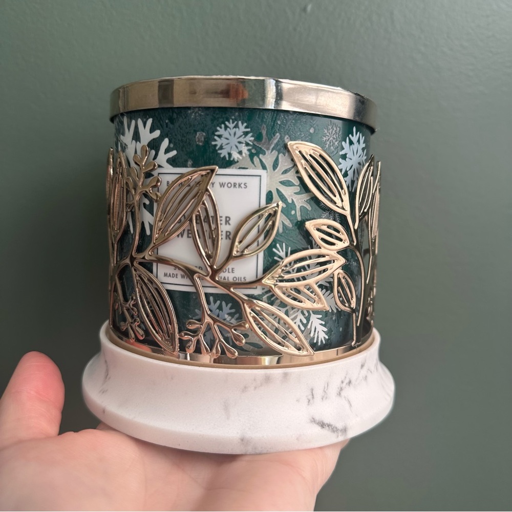 Bath & Body Works 3-wick Candle Holder— Vines w/marble base - Picture 5 of 5